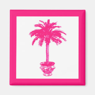 Potted Palm Tree - fuchsia pink and white Magnet