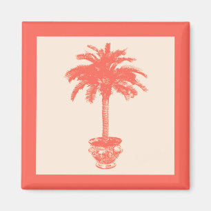 Potted Palm Tree - shades of coral orange Magnet