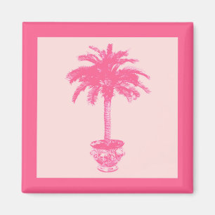 Potted Palm Tree - shades of coral pink Magnet