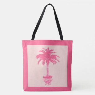 Potted Palm Tree - shades of coral pink Tote Bag