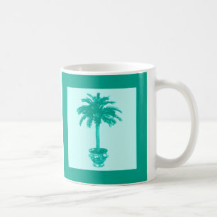 Potted Palm Tree - turquoise and aqua Coffee Mug