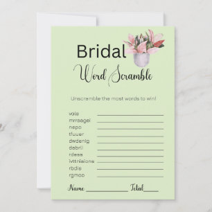 Potted Plant Bridal Green Word Scramble Game Invitation
