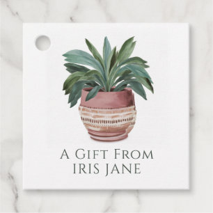 Potted Plant Gift Tag Cute Botanical Green