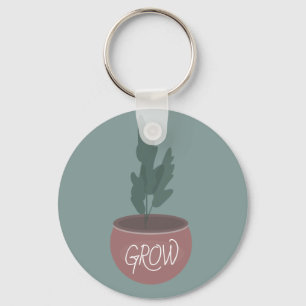 Potted Plant Grow Hand Drawn Illustration Key Ring