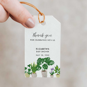 Potted Plants Baby Shower Bloom Greenery Thank you Gift Tags