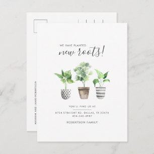 Potted Plants Boho New Address Botanical Moving Announcement Postcard