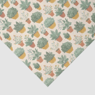 Potted Plants Botanical Illustration Style Medium Tissue Paper