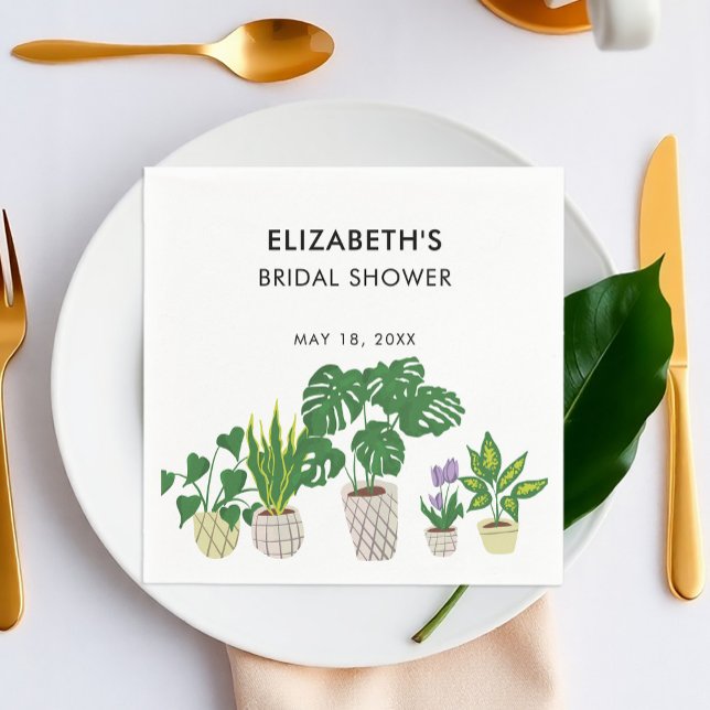 Potted Plants Bridal Shower Greenery  Elegant Napkin (Creator Uploaded)