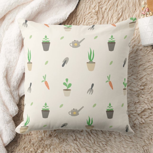 Potted Plants & Gardening Tools Pattern Cushion (Blanket)