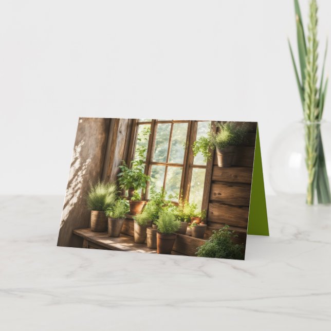 Potted Plants In A Sunny Window Card (Front)