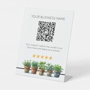 Potted plants QR code Customer Review Business Pedestal Sign