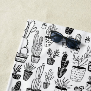 Potted Plants Succulents & Cacti Handmade Pattern Beach Towel