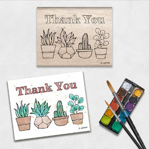 Potted Plants Thank You Stamp for Painting