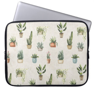 Potted Plants Watercolor Design  Laptop Sleeve
