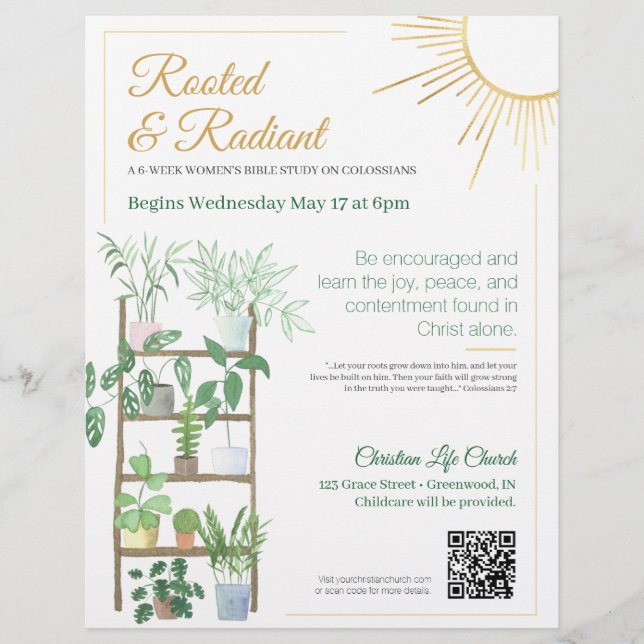 Potted Plants Women's Bible Study Flyer (Front)