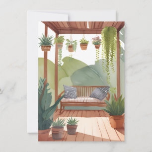 Potted Porch   Watercolor Botanical Painted Card