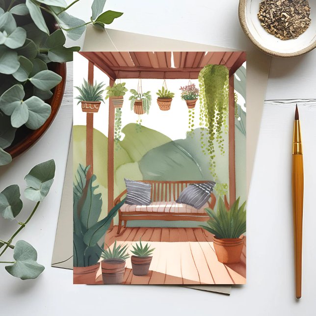 Potted Porch | Watercolor Botanical Painting Postcard (Creator Uploaded)