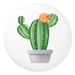 Potted Prickly Pear Ceramic Knob