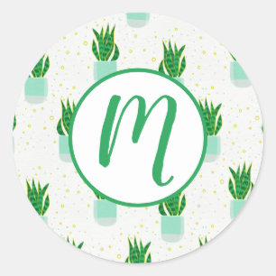 Potted Sansevieria Snake Plant Print Classic Round Sticker
