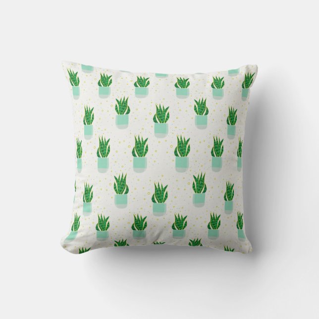 Potted Sansevieria Snake Plant Print Cushion (Front)