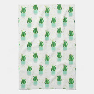 Potted Sansevieria Snake Plant Print Tea Towel