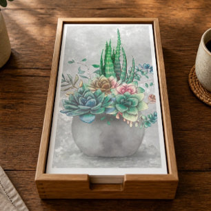Potted Succulent Illustration Napkin