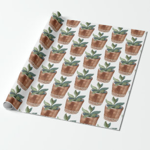 Potted Succulent Plant Wrapping Paper