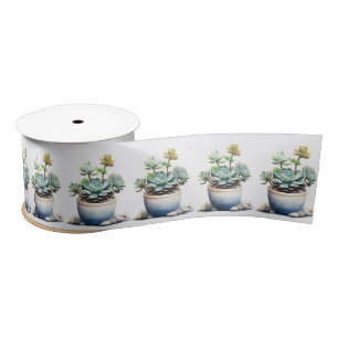 Potted Succulent Plants Satin Ribbon
