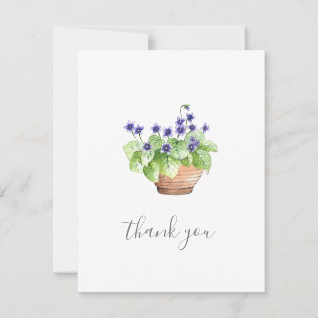 Potted Violets Thank You Card (Front)
