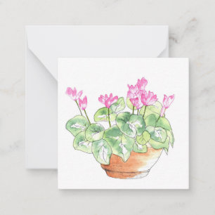 Potted Watercolor Cyclamen Card