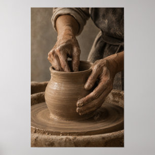 Potter Hands Shaping Clay Artisan Craft Wall Art