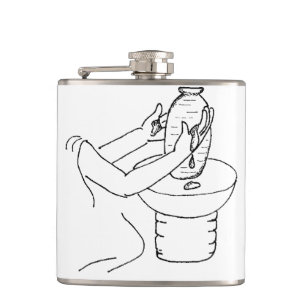 Potter Shaping Vase Sketch Ceramic Workshop Hip Flask