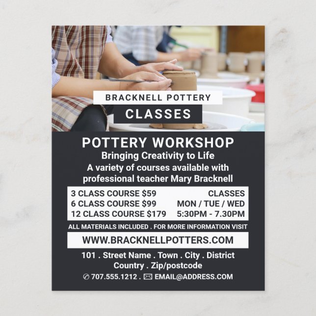 Potter Wheels, Pottery Classes, Potters Flyer (Front)