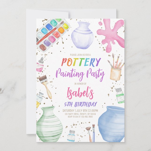 Pottery Art Birthday Party Invitation (Front)