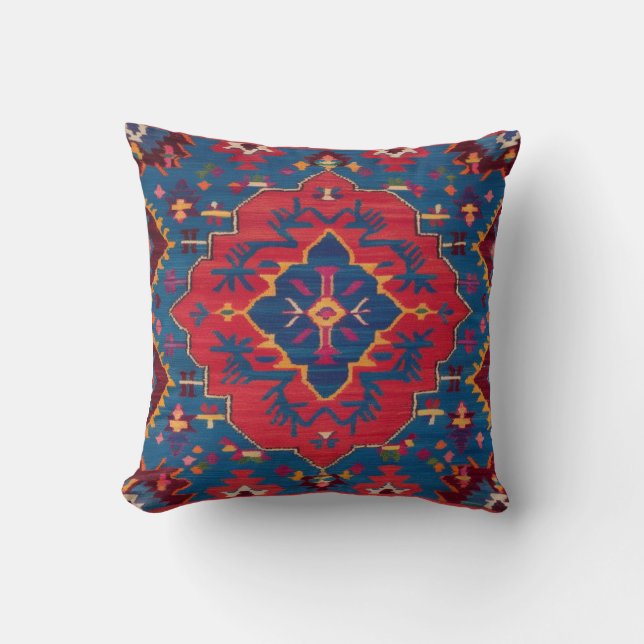 Pottery Barn Blue Kilim Pillows: Timeless Artistry Cushion (Front)