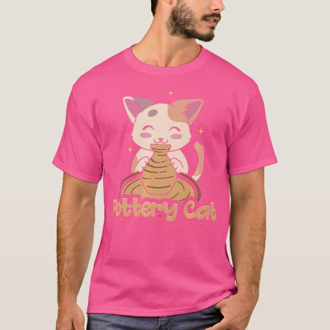 Pottery Cat Funny Cat Lover Ceramic Pottery Artist T-Shirt (Front)