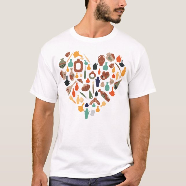 Pottery Ceramics Pottery Heart Heart T-Shirt (Front)