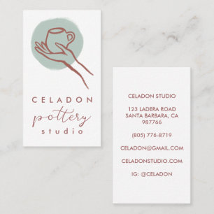 POTTERY Ceramics Studio Elegant Hand-drawn CUSTOM  Business Card