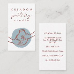 POTTERY Ceramics Studio Elegant Hand-drawn CUSTOM  Business Card