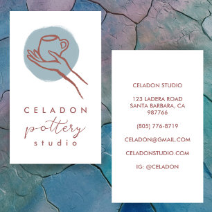 POTTERY Ceramics Studio Elegant Hand-drawn CUSTOM  Business Card