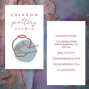 POTTERY Ceramics Studio Elegant Hand-drawn CUSTOM  Business Card