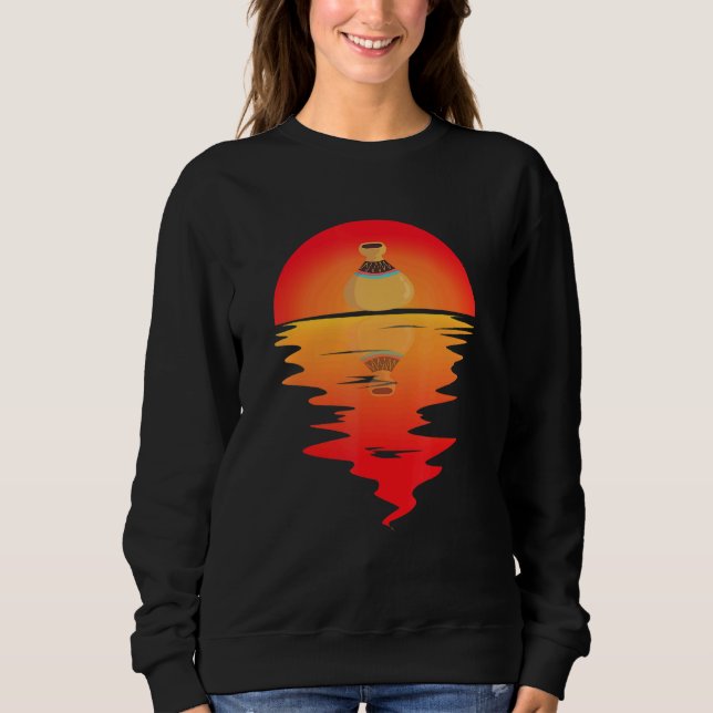 Pottery Clay  Pot Making  Vintage Sunset Reflect Sweatshirt (Front)