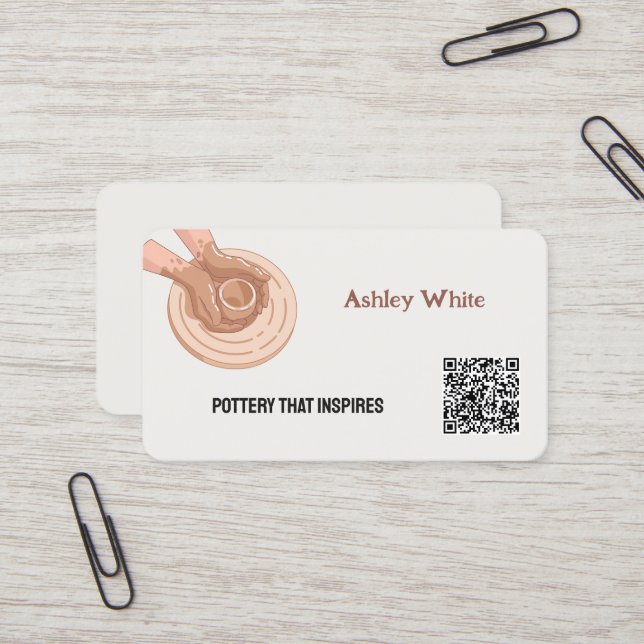 Pottery Custom QR Business Card (Front/Back In Situ)