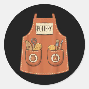 Pottery Funny Ceramic Artist Kiln Worker Apron Classic Round Sticker
