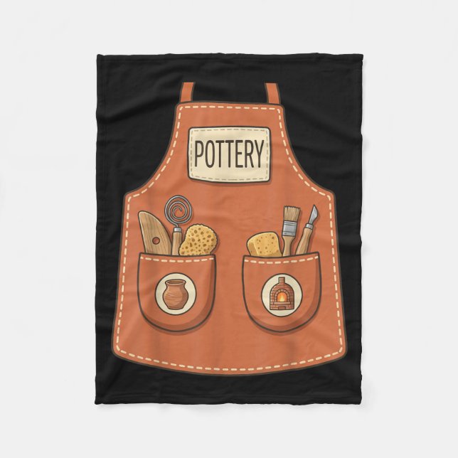 Pottery Funny Ceramic Artist Kiln Worker Apron Fleece Blanket (Front)