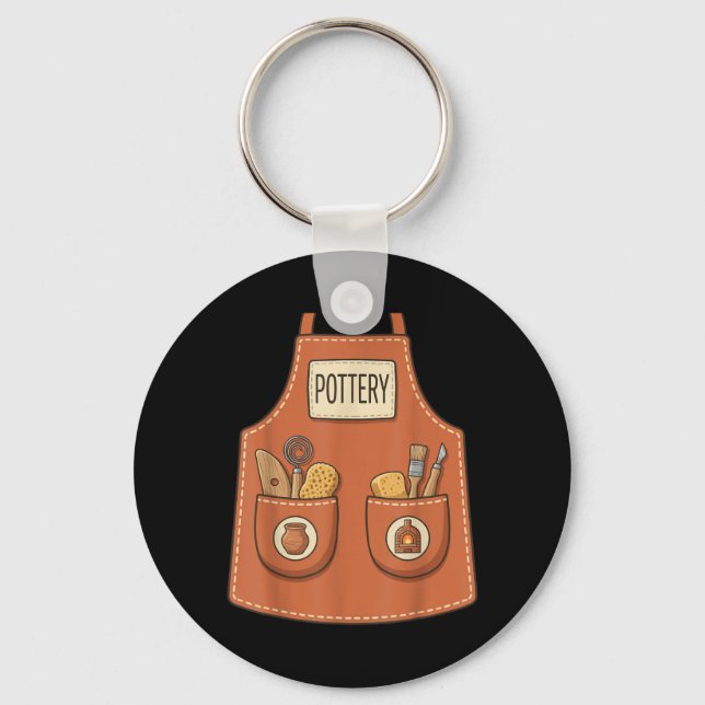 Pottery Funny Ceramic Artist Kiln Worker Apron Key Ring (Front)
