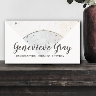 Pottery Handcrafted Modern Calligraphy Script Grey Business Card