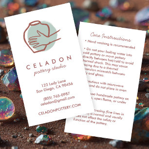 POTTERY Handmade Ceramics CARE Instructions Business Card