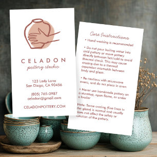POTTERY Handmade Ceramics CARE Instructions Business Card