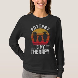 Pottery Is My Therapy Retro Sunset Pottery Ceramic T-Shirt